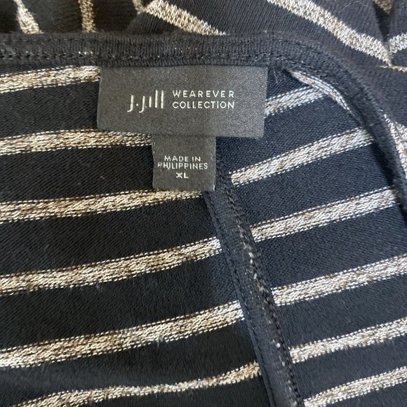 J JIll Pink T- Shirt Women's XL Tunic Top Black Tan Striped V Neck 3/4 Sleeve - Picture 4 of 6